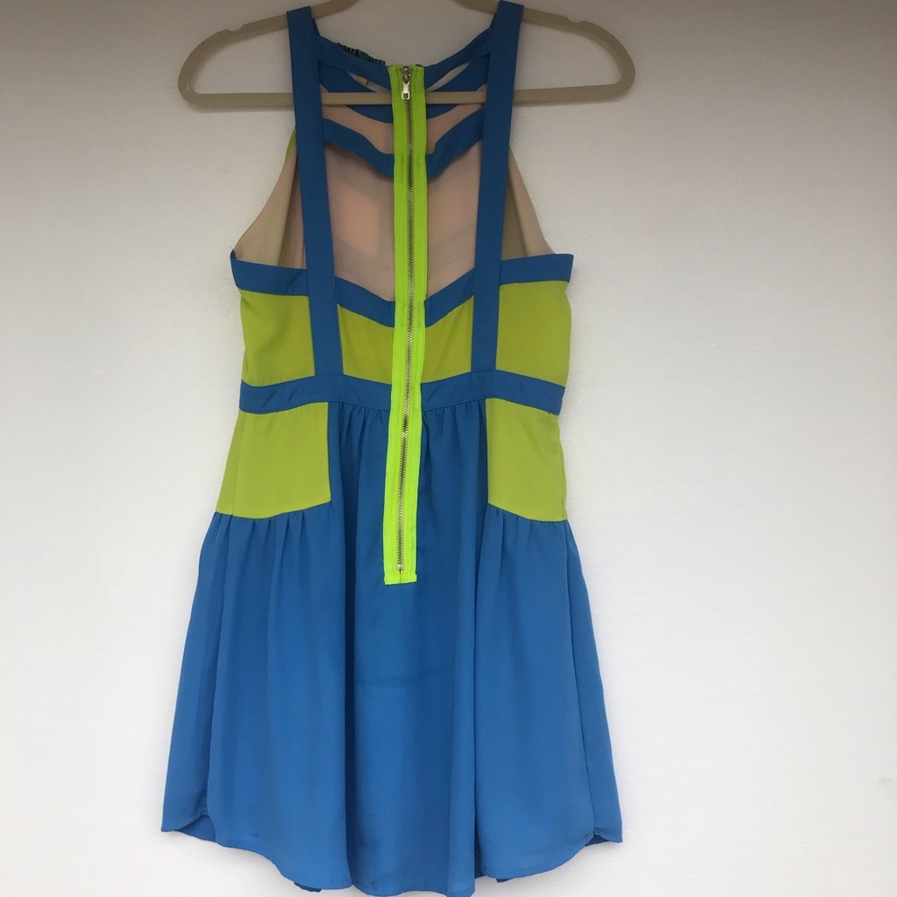 English Rose neon & blue summer dress size small - Picture 6 of 8